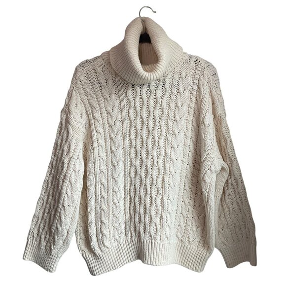 New Anthropologie Pilcro Med Cable Knit Turtleneck Sweater Fisherman - Picture 2 of 11